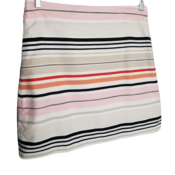 LOFT Dresses & Skirts - Ann Taylor LOFT Size 12 Skirt Cotton Stripe Pencil Lined Back Zip Stretch